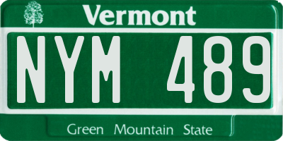 VT license plate NYM489