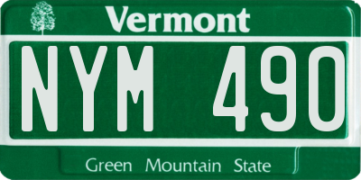 VT license plate NYM490