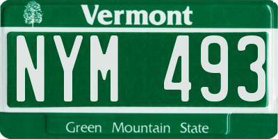 VT license plate NYM493