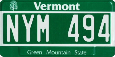 VT license plate NYM494