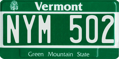 VT license plate NYM502