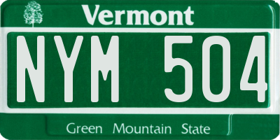 VT license plate NYM504