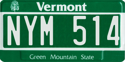 VT license plate NYM514
