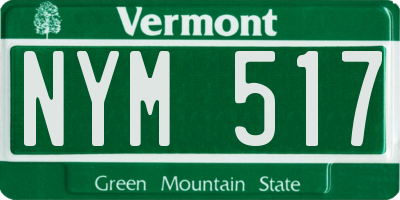 VT license plate NYM517