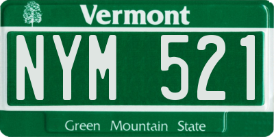 VT license plate NYM521