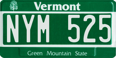 VT license plate NYM525