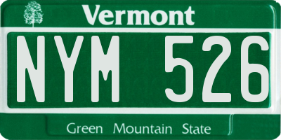 VT license plate NYM526