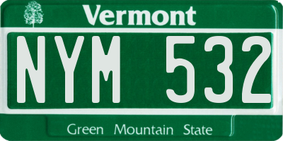 VT license plate NYM532