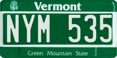 VT license plate NYM535