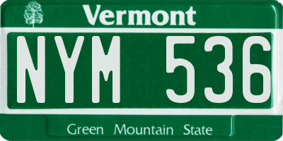 VT license plate NYM536