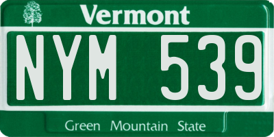 VT license plate NYM539