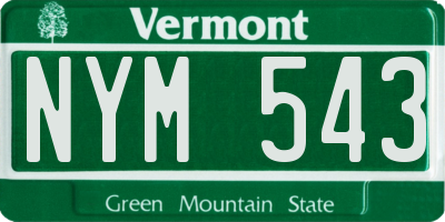 VT license plate NYM543
