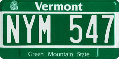 VT license plate NYM547