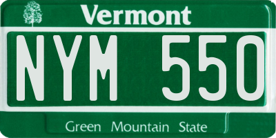 VT license plate NYM550