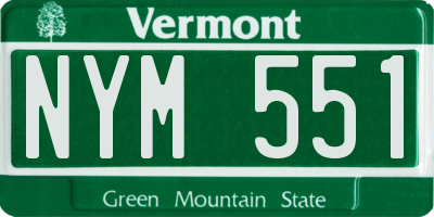 VT license plate NYM551