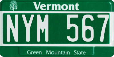 VT license plate NYM567