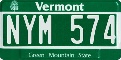 VT license plate NYM574