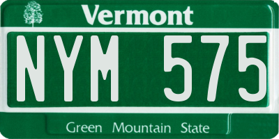 VT license plate NYM575