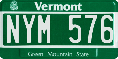 VT license plate NYM576