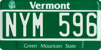 VT license plate NYM596