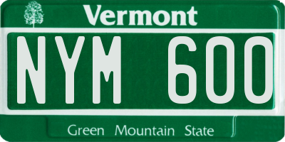 VT license plate NYM600