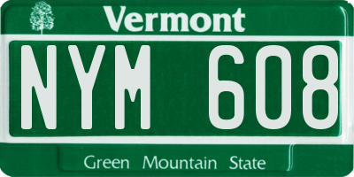 VT license plate NYM608