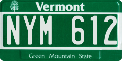 VT license plate NYM612