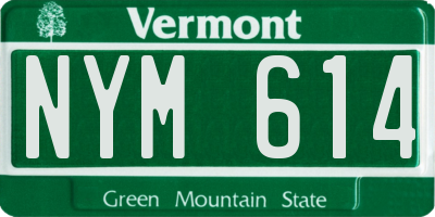 VT license plate NYM614
