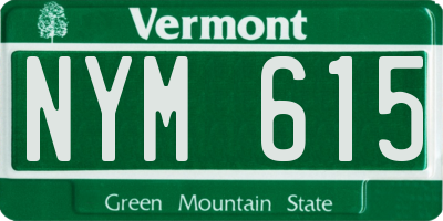 VT license plate NYM615