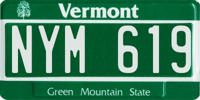 VT license plate NYM619