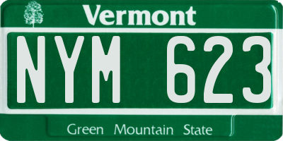 VT license plate NYM623