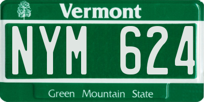 VT license plate NYM624