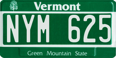 VT license plate NYM625