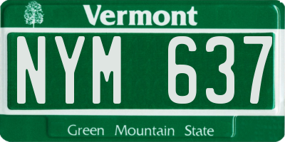 VT license plate NYM637