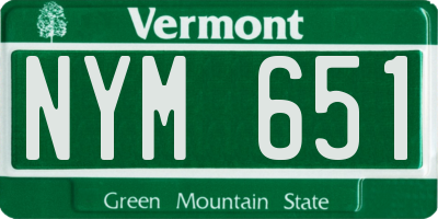 VT license plate NYM651