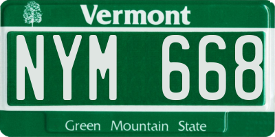 VT license plate NYM668