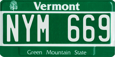 VT license plate NYM669