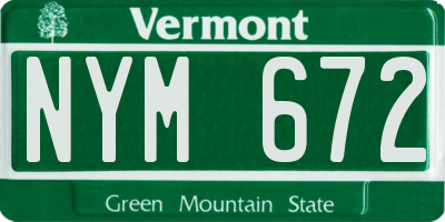 VT license plate NYM672