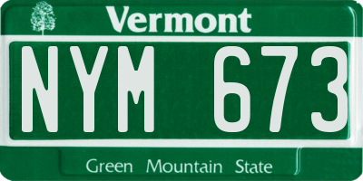 VT license plate NYM673