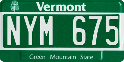 VT license plate NYM675