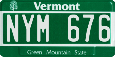 VT license plate NYM676