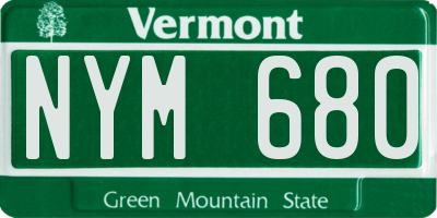 VT license plate NYM680