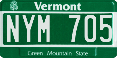 VT license plate NYM705