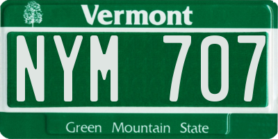 VT license plate NYM707