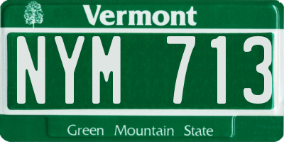 VT license plate NYM713