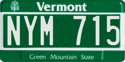 VT license plate NYM715