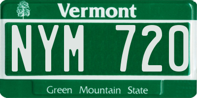 VT license plate NYM720