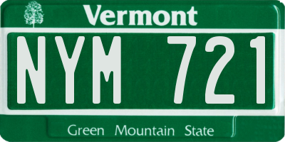 VT license plate NYM721