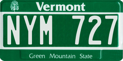 VT license plate NYM727