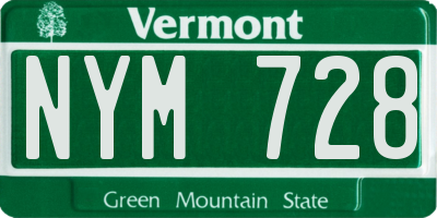 VT license plate NYM728